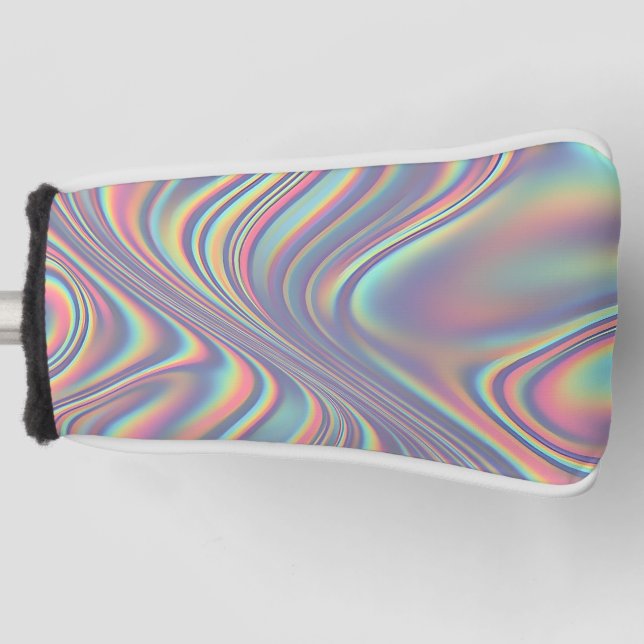 Funda Para Palo De Golf Iridescent Holographic Swirl Texture (Anverso)