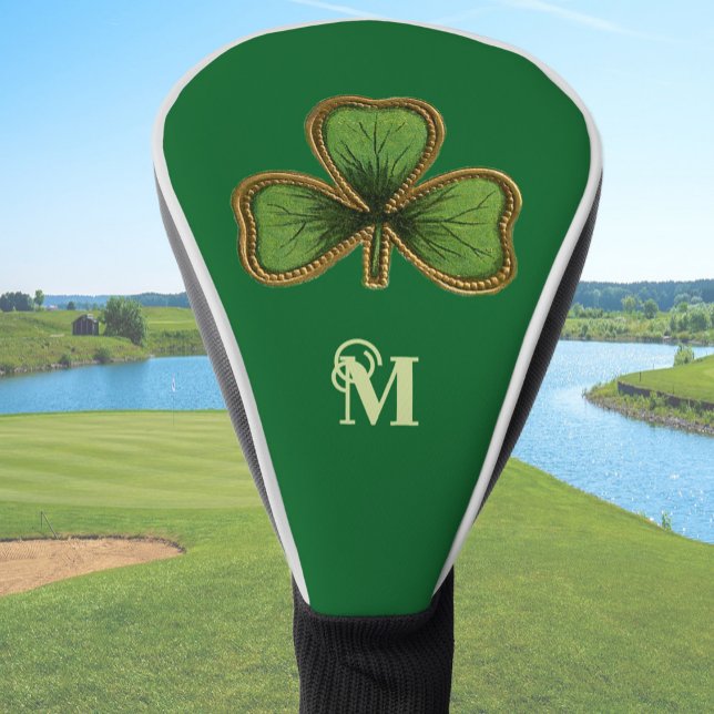 Funda Para Palo De Golf Irish Shamrock and Green St Patrick's Day Monogram (Subido por el creador)