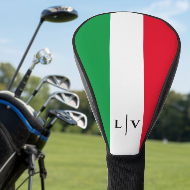 Funda Para Palo De Golf Italia Bandera Italiana Rojo Blanco Nombre Verde I (italy italian flag monogram initial face golf head cover)