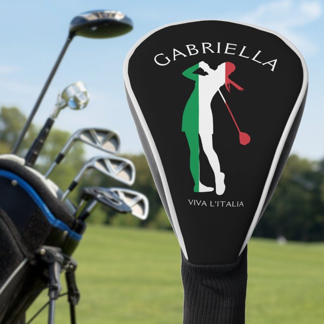 Funda Para Palo De Golf Italia Viva l'Italia Bandera Italiana Mujer Golfer (italy Italian flag golf head cover for women)