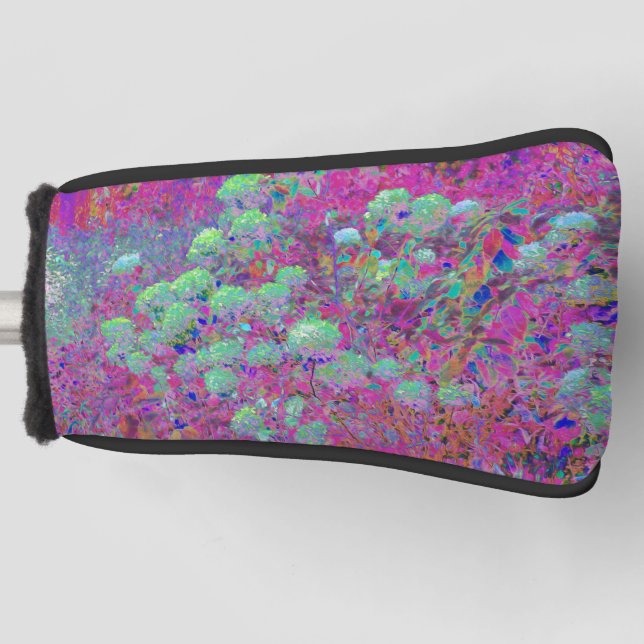 Funda Para Palo De Golf Jardín Magenta con flores de Aqua Hydrangea (Anverso)
