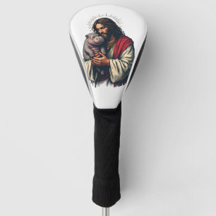 Funda Para Palo De Golf Jesús sostiene a un bebé Moo Deng Hippo