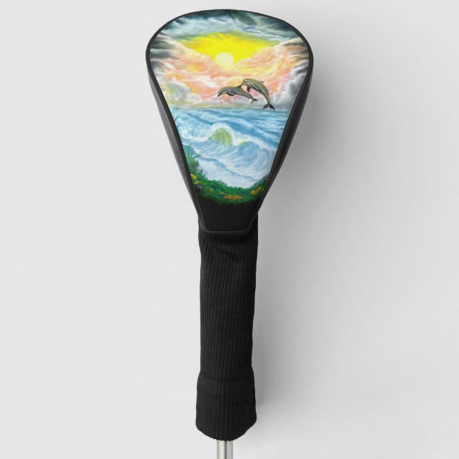 Funda Para Palo De Golf Jugando a los delfines al sol (Anverso)