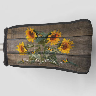 Funda Para Palo De Golf Junta de Barniz de Mariposas Rusas Sunflower