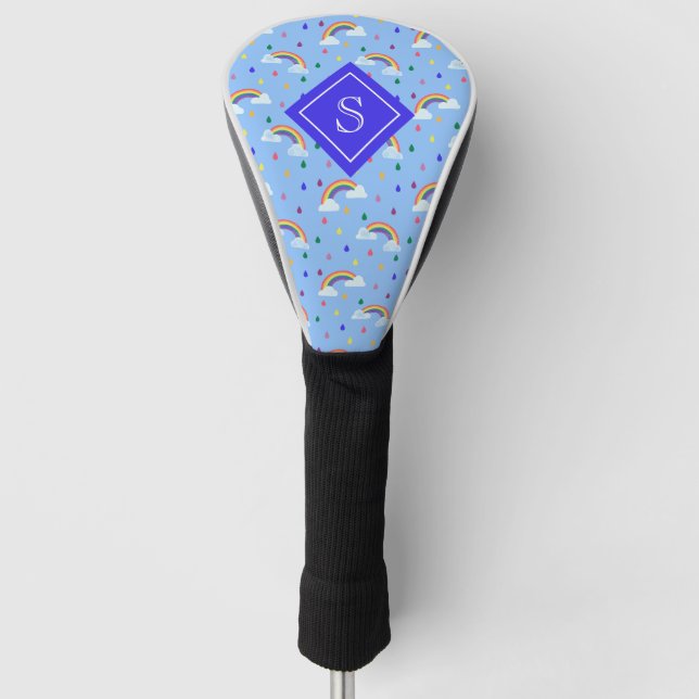Funda Para Palo De Golf Kawaii Blue Rainbow Clouds Personalizadas (Anverso)