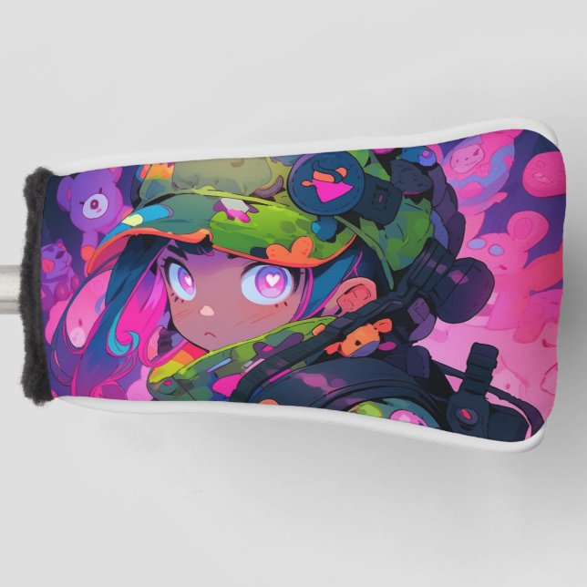 Funda Para Palo De Golf Kawaii: Camuflaje de caza militar Anime de los ojo (Anverso)
