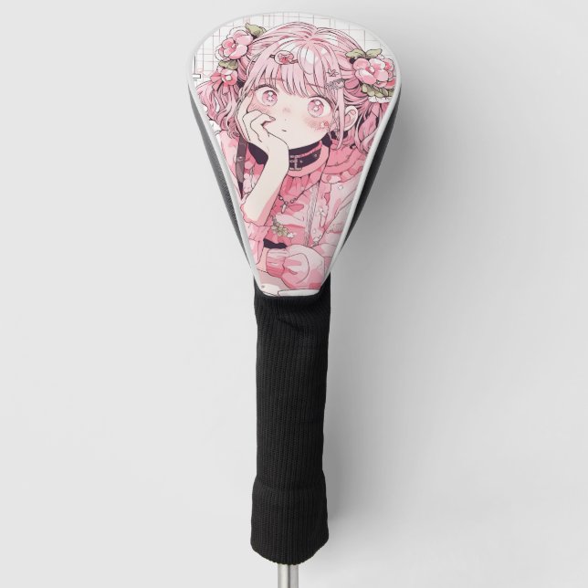 Funda Para Palo De Golf Kawaii Pink Cafe Anime Chica (Anverso)