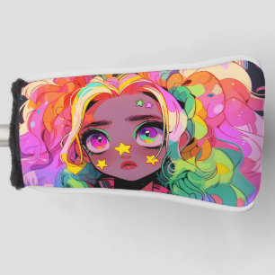Funda Para Palo De Golf Kawaii Rainbow Neon Colorous Stars Anime Chica