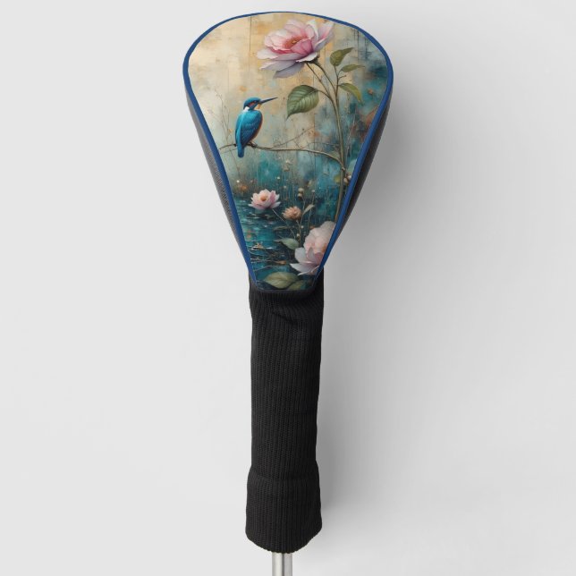 Funda Para Palo De Golf Kingfisher and pink roses (Anverso)