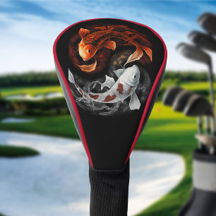 Funda Para Palo De Golf Koi Fish Taiji Círculo Arte Japonés Negro Y Blanco