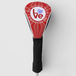 Funda Para Palo De Golf La bandera del corazón de Grecia amor rojo persona