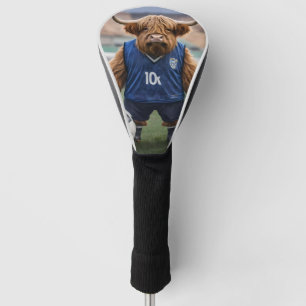 Funda Para Palo De Golf La Divertida Vaca Highland Vestida Para El Fútbol,