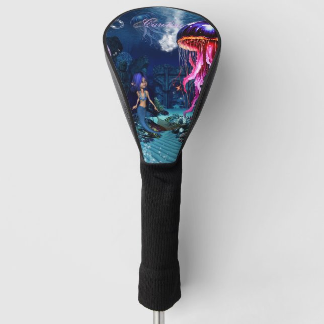 Funda Para Palo De Golf La sirena cutánea mira a las hermosas medusas (Anverso)
