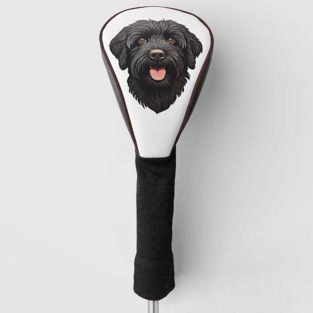 Funda Para Palo De Golf Labradoodle Perro Negro (Anverso)