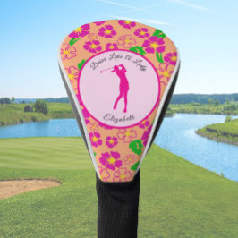 Funda Para Palo De Golf Lady Golfer Naranja Rosa Preppy Nombre personaliza