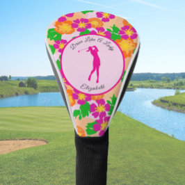 Funda Para Palo De Golf Lady Golfer Naranja Rosa Preppy Nombre personaliza