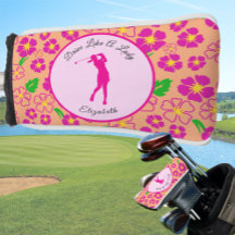 Lady Golfer Naranja Rosa Preppy Nombre personaliza