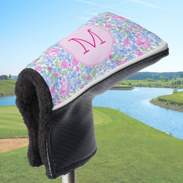 Funda Para Palo De Golf Lady Golfer Personalizados Pink Blue Floral Preppy (Subido por el creador)