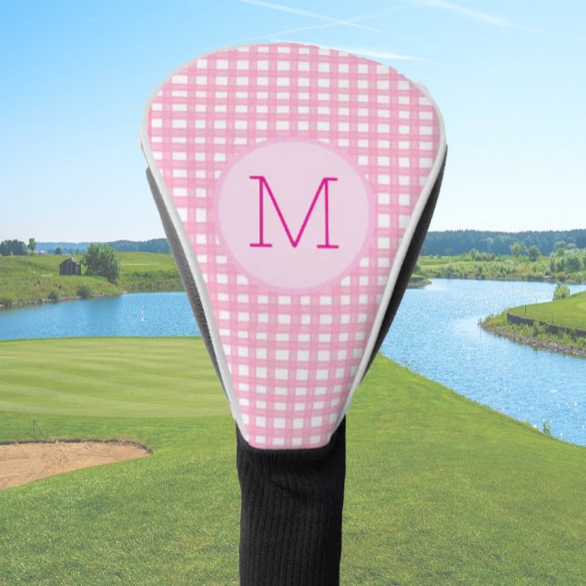 Funda Para Palo De Golf Lady Golfer Pink Gingham Preppy Personalizados (Subido por el creador)