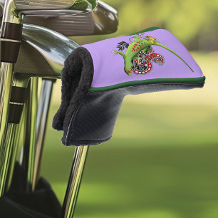 Funda Para Palo De Golf Lagarto Verde Tribal Lavanda Rojo