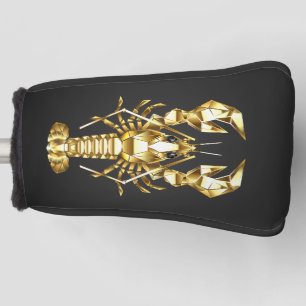Funda Para Palo De Golf Langosta de bogavante poligonal dorada sobre negro