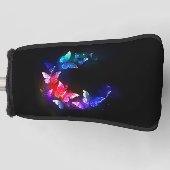 Funda Para Palo De Golf Las mariposas nocturnas brillantes de Neon en el f (Anverso)