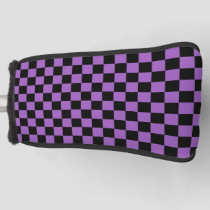 Funda Para Palo De Golf Lavanda y patrón negro de verificación