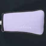 Funda Para Palo De Golf Lavender Purple Modern Script Girly Monograma Nomb<br><div class="desc">Cubierta del putter Golf Lavender Purple Simple Script Monograma Nombre. Esto hace que el dulce perfecto cumpleaños 16,  boda,  ducha de novia,  aniversario,  ducha de bebé o fiesta de soltera sea regalo para alguien que ama el lujo glam y los estilos de moda.</div>