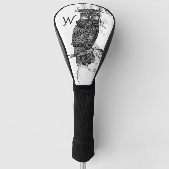 Funda Para Palo De Golf Lechuza camuflada en mármol (Anverso)