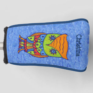 Funda Para Palo De Golf Lechuza colorida Naranja Cabeza Estrella forma Ojo