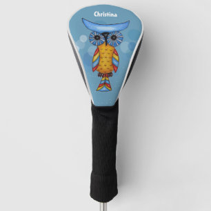 Funda Para Palo De Golf Lechuza Fantasía Ojos Azules Grandes Pájaros Color
