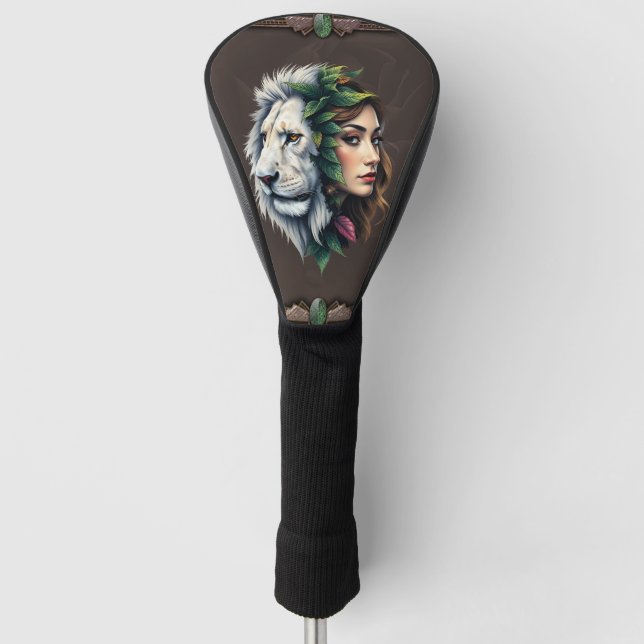 Funda Para Palo De Golf León blanco y mujer (Anverso)