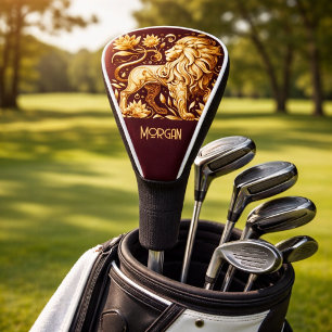 Funda Para Palo De Golf León Dorado Majestuoso Personalizado