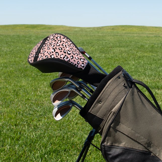 Funda Para Palo De Golf Leopard Print, Spots, Pink Leopard, Tu Nombre (In Situ)