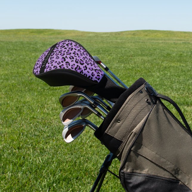 Funda Para Palo De Golf Leopard Print, Spots, Purple Leopard, tu nombre (In Situ)
