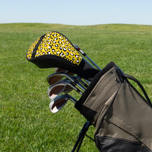Funda Para Palo De Golf Leopard Print, Spots, Yellow Leopard, tu nombre (In Situ)