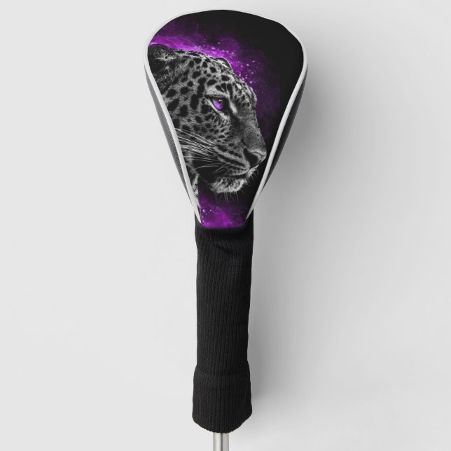 Funda Para Palo De Golf leopardo con humo morado (Anverso)