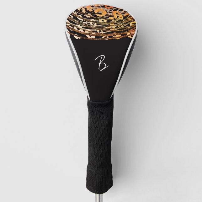 Funda Para Palo De Golf Leopardo de bronce dorado Cheetah Glamour exótico (Anverso)