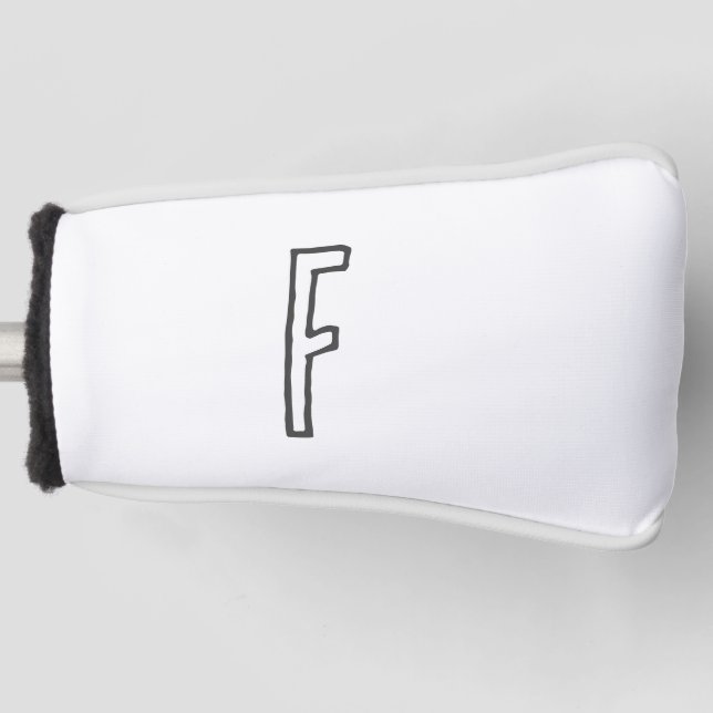 Funda Para Palo De Golf Letra gris y blanca inicial plana monogramada (Anverso)