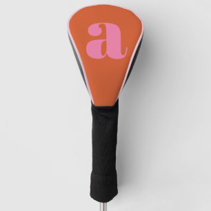 Funda Para Palo De Golf Letra Inicial de Monograma Moderno Rosa Naranja Qu