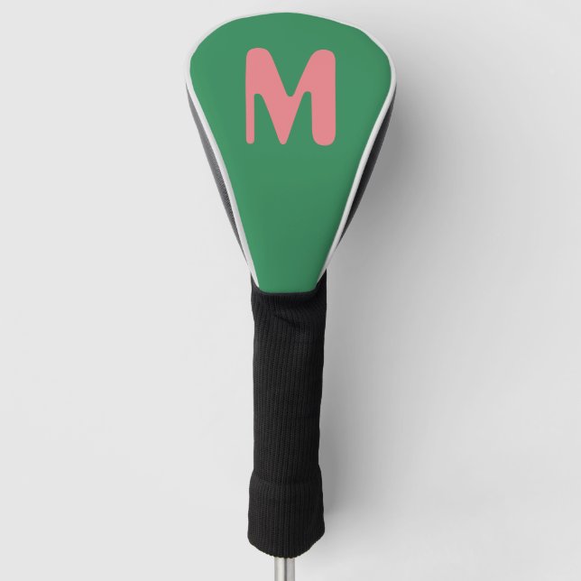Funda Para Palo De Golf Letra inicial rosa claro moderna | Verde alga (Anverso)