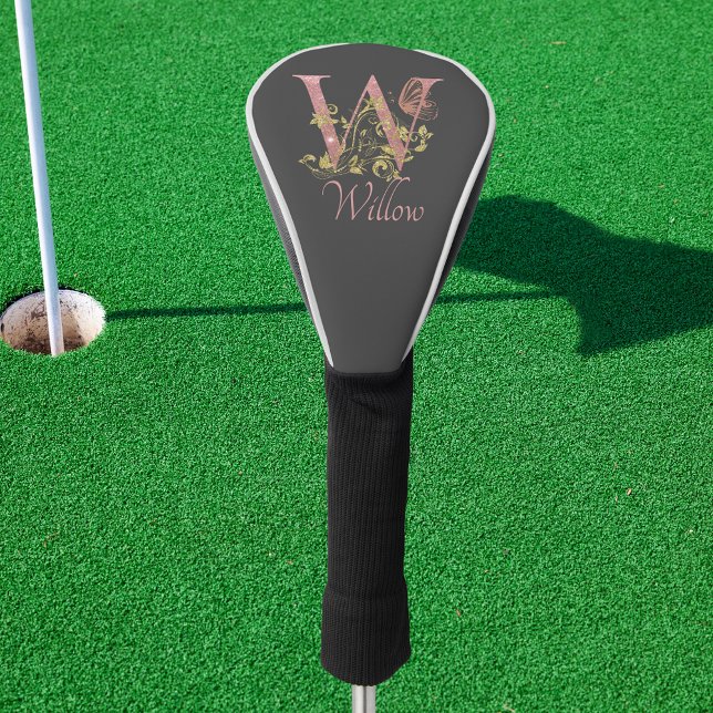 Funda Para Palo De Golf Letra rosa Purpurina floral W (Subido por el creador)