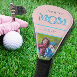 Funda Para Palo De Golf Letras metálicas azules de la mejor foto de mamá