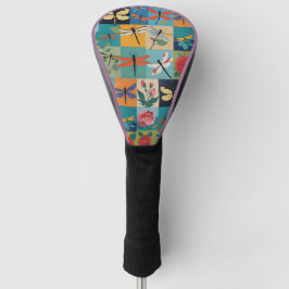 Funda Para Palo De Golf Libélulas Coloridas Y Rosas Parcheado