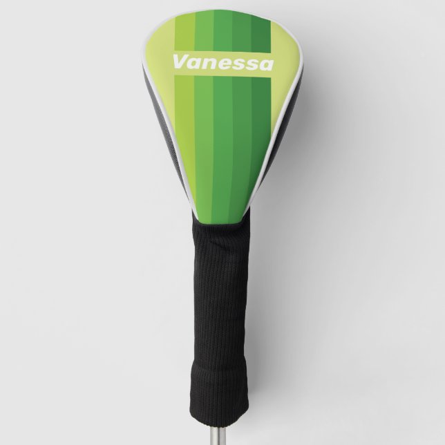 Funda Para Palo De Golf Lily Pad Green Pin Stripes with Name (Anverso)