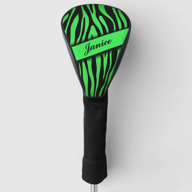 Funda Para Palo De Golf Lime Green Zebra (Anverso)