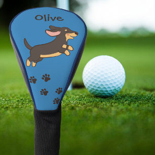 Funda Para Palo De Golf Lindo perro Dachshund negro y bronceado