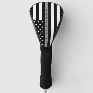 Funda Para Palo De Golf Línea gris fina monograma del oficial correcciona