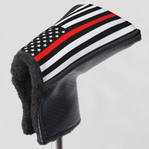Funda Para Palo De Golf Línea roja fina simbólica diseño gráfico de la
