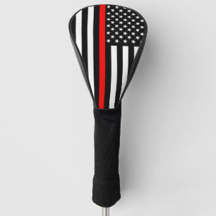 Funda Para Palo De Golf Línea roja fina simbólica diseño gráfico de la